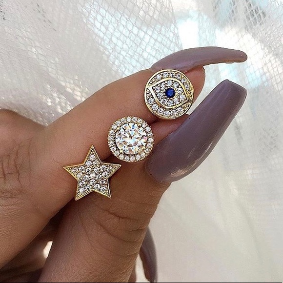 1 Pair Gold Lollipop Crystal Earrings - Picture 3 of 3